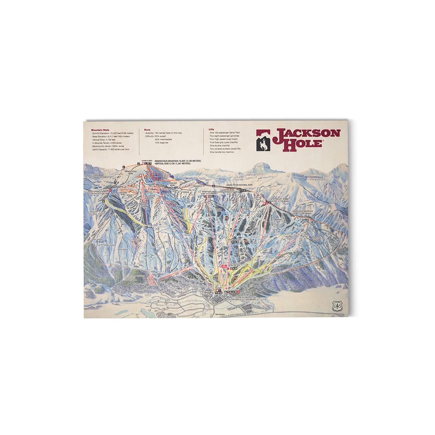 Wooden Trail Map 12X16